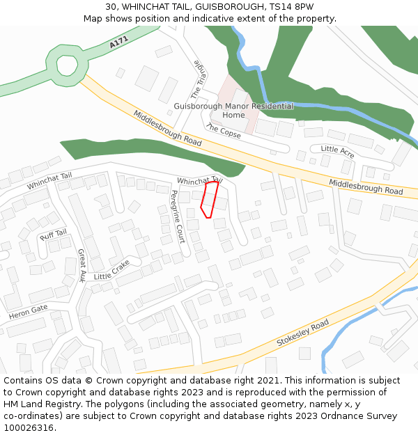 30, WHINCHAT TAIL, GUISBOROUGH, TS14 8PW: Location map and indicative extent of plot