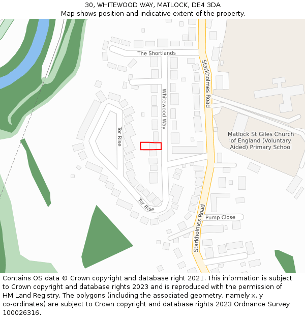 30, WHITEWOOD WAY, MATLOCK, DE4 3DA: Location map and indicative extent of plot