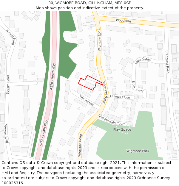 30, WIGMORE ROAD, GILLINGHAM, ME8 0SP: Location map and indicative extent of plot