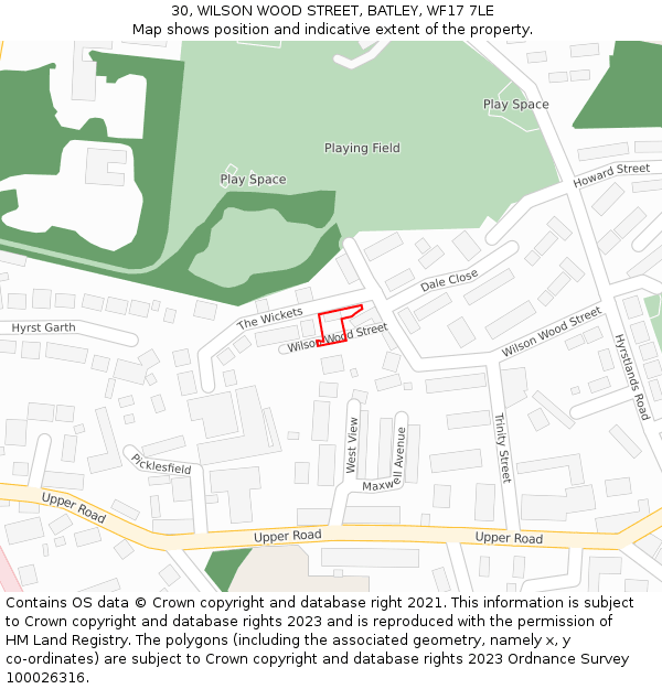 30, WILSON WOOD STREET, BATLEY, WF17 7LE: Location map and indicative extent of plot