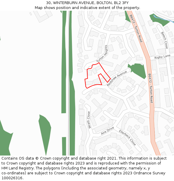 30, WINTERBURN AVENUE, BOLTON, BL2 3FY: Location map and indicative extent of plot