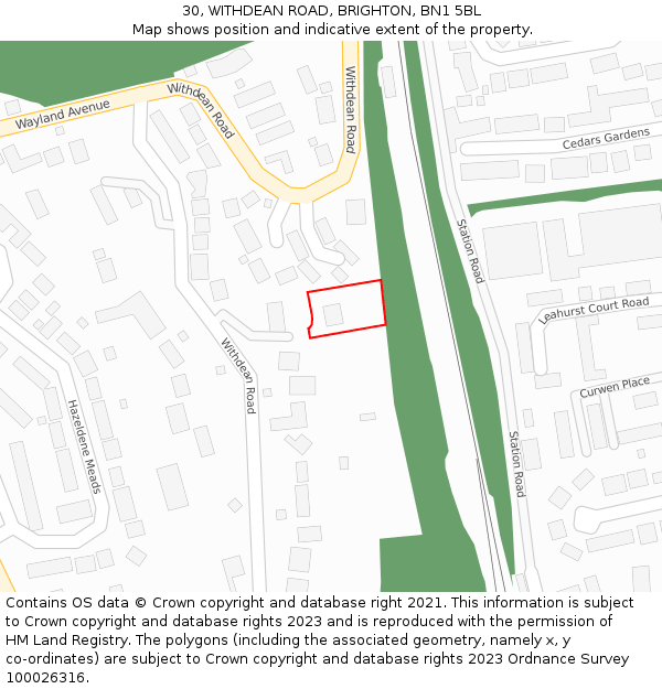 30, WITHDEAN ROAD, BRIGHTON, BN1 5BL: Location map and indicative extent of plot