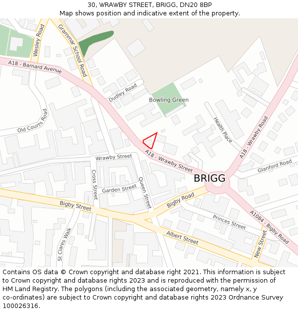 30, WRAWBY STREET, BRIGG, DN20 8BP: Location map and indicative extent of plot