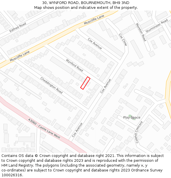 30, WYNFORD ROAD, BOURNEMOUTH, BH9 3ND: Location map and indicative extent of plot