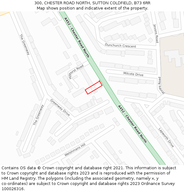 300, CHESTER ROAD NORTH, SUTTON COLDFIELD, B73 6RR: Location map and indicative extent of plot
