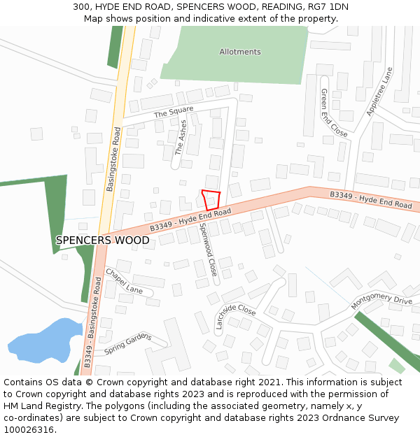 300, HYDE END ROAD, SPENCERS WOOD, READING, RG7 1DN: Location map and indicative extent of plot