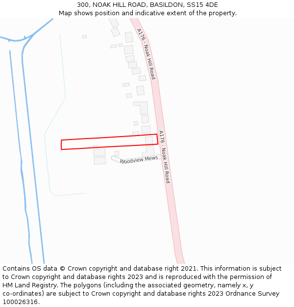300, NOAK HILL ROAD, BASILDON, SS15 4DE: Location map and indicative extent of plot