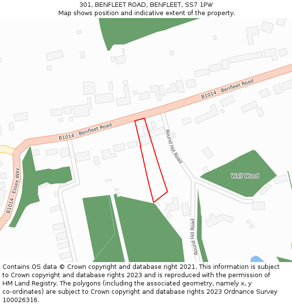 301, BENFLEET ROAD, BENFLEET, SS7 1PW: Location map and indicative extent of plot
