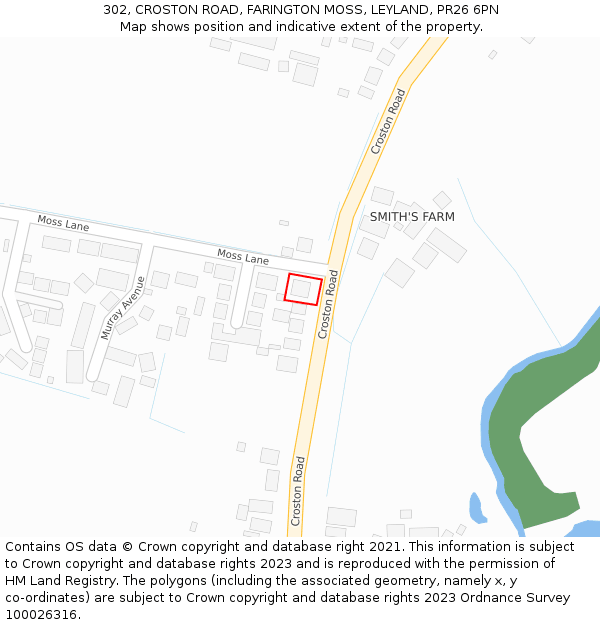 302, CROSTON ROAD, FARINGTON MOSS, LEYLAND, PR26 6PN: Location map and indicative extent of plot