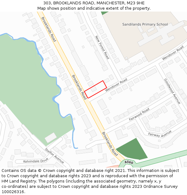 303, BROOKLANDS ROAD, MANCHESTER, M23 9HE: Location map and indicative extent of plot