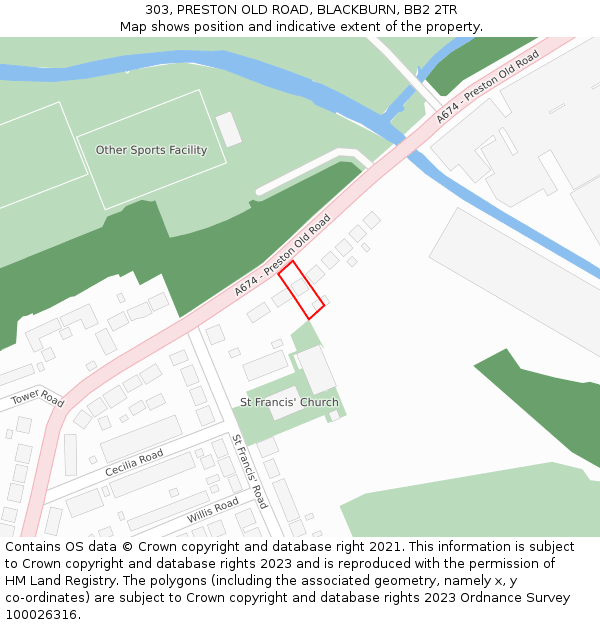 303, PRESTON OLD ROAD, BLACKBURN, BB2 2TR: Location map and indicative extent of plot
