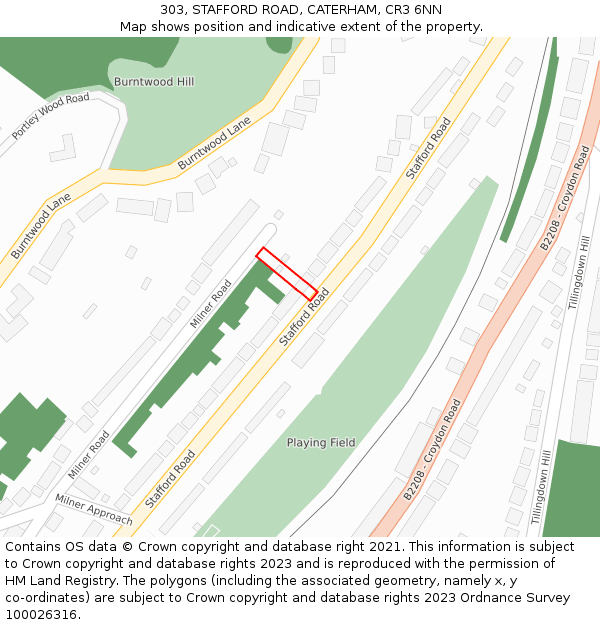 303, STAFFORD ROAD, CATERHAM, CR3 6NN: Location map and indicative extent of plot