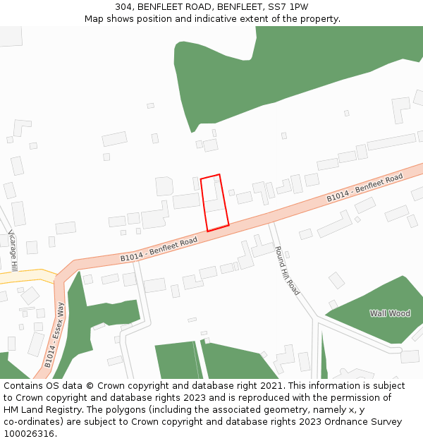 304, BENFLEET ROAD, BENFLEET, SS7 1PW: Location map and indicative extent of plot