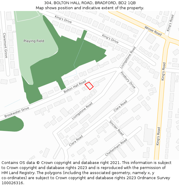 304, BOLTON HALL ROAD, BRADFORD, BD2 1QB: Location map and indicative extent of plot