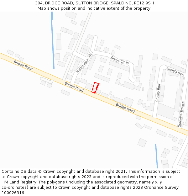 304, BRIDGE ROAD, SUTTON BRIDGE, SPALDING, PE12 9SH: Location map and indicative extent of plot