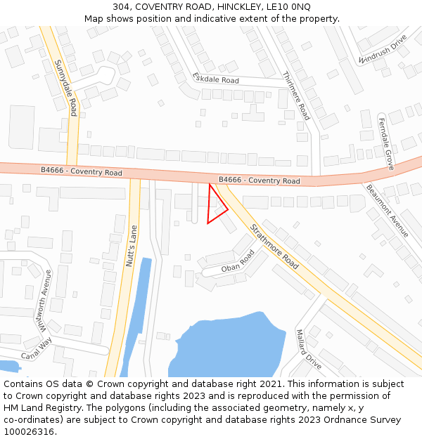 304, COVENTRY ROAD, HINCKLEY, LE10 0NQ: Location map and indicative extent of plot