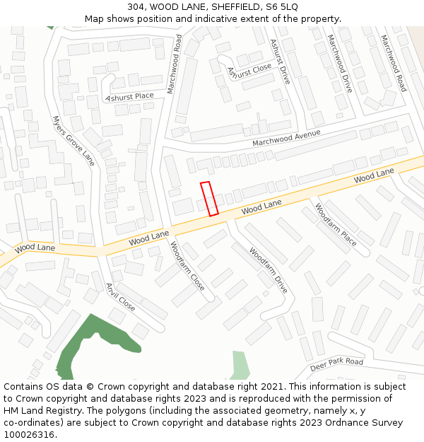 304, WOOD LANE, SHEFFIELD, S6 5LQ: Location map and indicative extent of plot