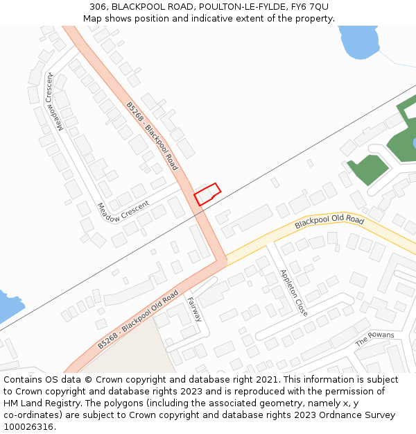 306, BLACKPOOL ROAD, POULTON-LE-FYLDE, FY6 7QU: Location map and indicative extent of plot