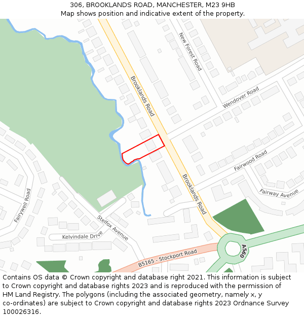 306, BROOKLANDS ROAD, MANCHESTER, M23 9HB: Location map and indicative extent of plot