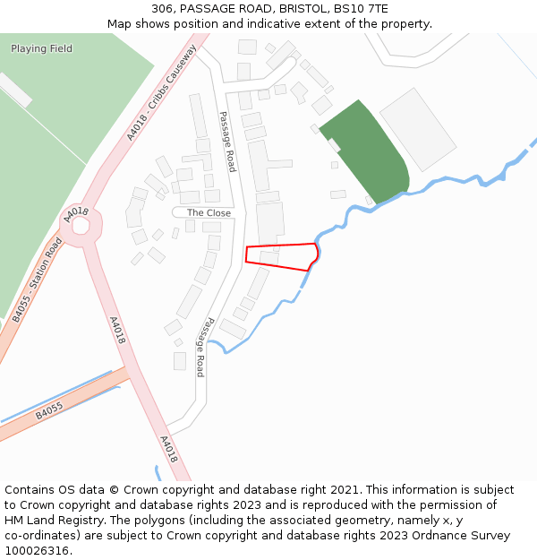 306, PASSAGE ROAD, BRISTOL, BS10 7TE: Location map and indicative extent of plot