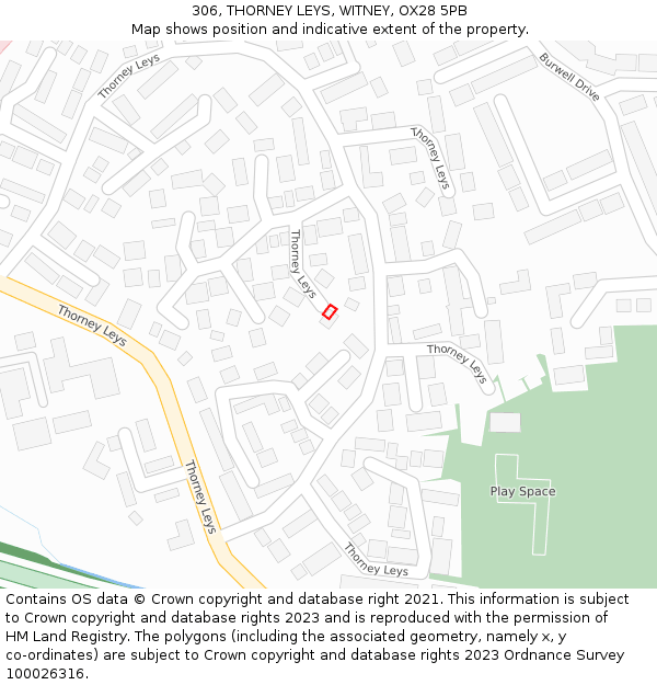 306, THORNEY LEYS, WITNEY, OX28 5PB: Location map and indicative extent of plot