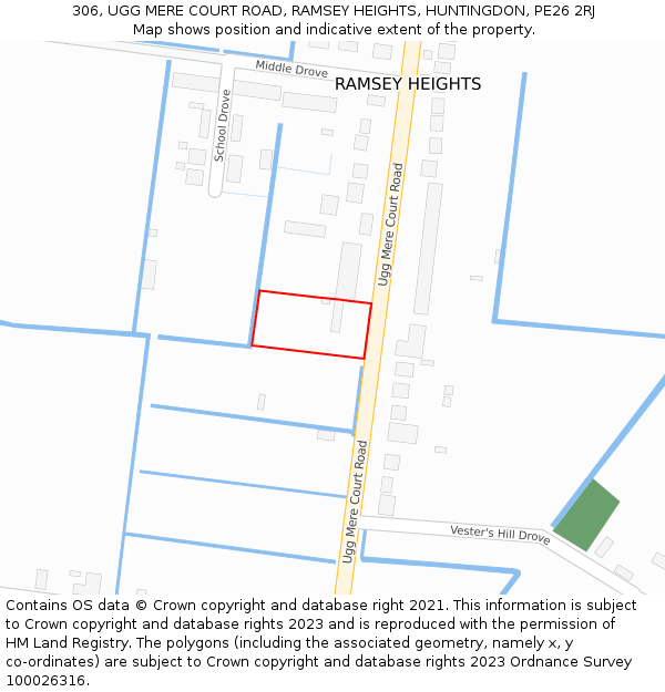 306, UGG MERE COURT ROAD, RAMSEY HEIGHTS, HUNTINGDON, PE26 2RJ: Location map and indicative extent of plot