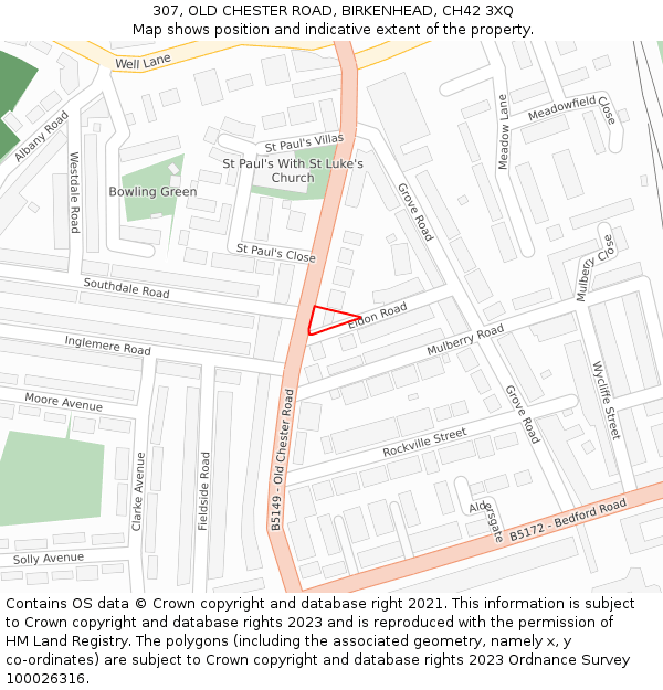 307, OLD CHESTER ROAD, BIRKENHEAD, CH42 3XQ: Location map and indicative extent of plot