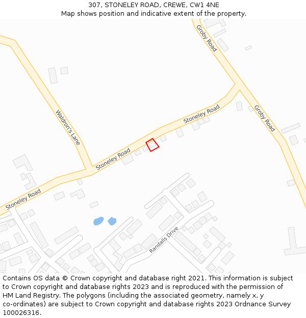 307, STONELEY ROAD, CREWE, CW1 4NE: Location map and indicative extent of plot