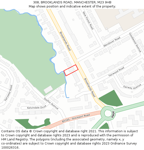 308, BROOKLANDS ROAD, MANCHESTER, M23 9HB: Location map and indicative extent of plot