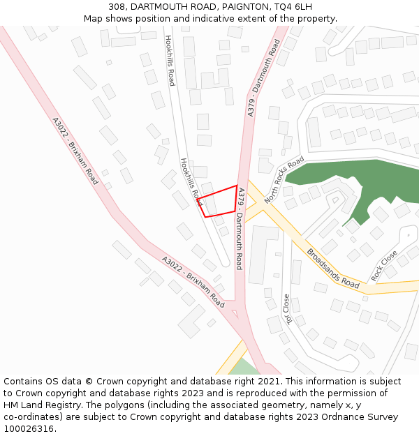 308, DARTMOUTH ROAD, PAIGNTON, TQ4 6LH: Location map and indicative extent of plot