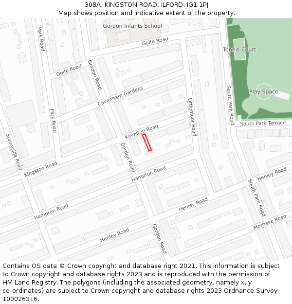 308A, KINGSTON ROAD, ILFORD, IG1 1PJ: Location map and indicative extent of plot