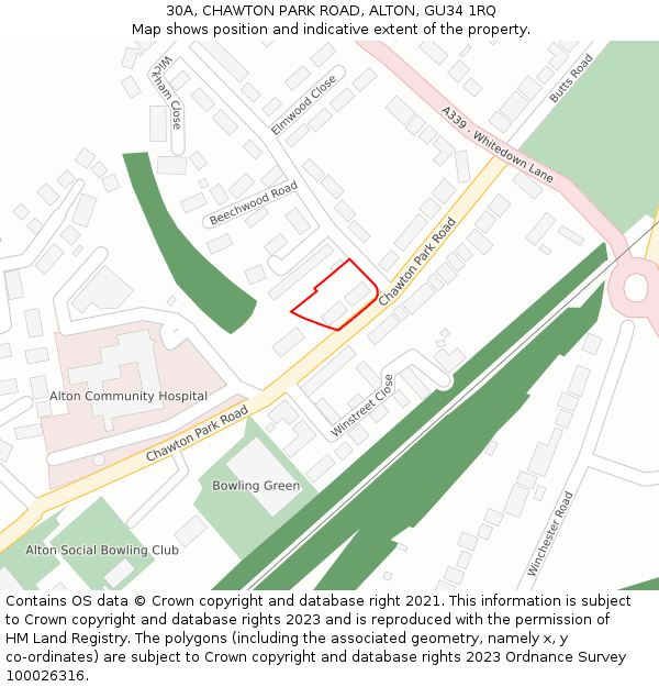 30A, CHAWTON PARK ROAD, ALTON, GU34 1RQ: Location map and indicative extent of plot