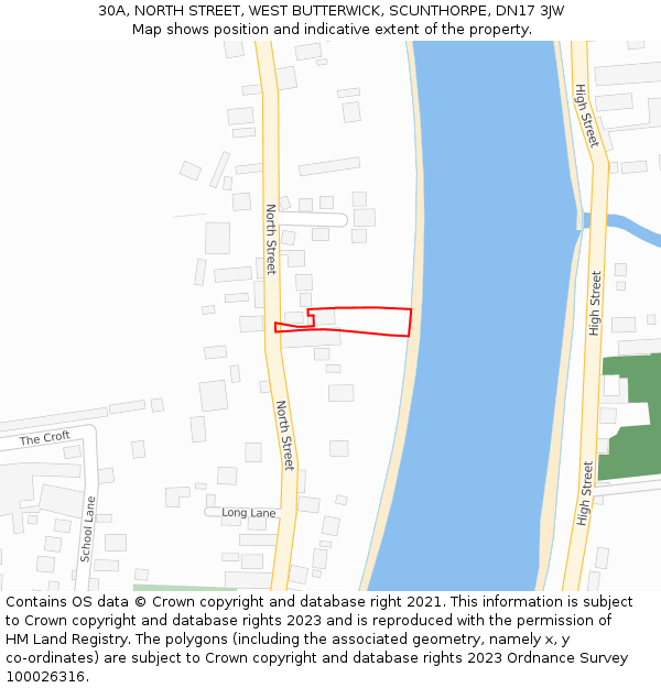 30A, NORTH STREET, WEST BUTTERWICK, SCUNTHORPE, DN17 3JW: Location map and indicative extent of plot