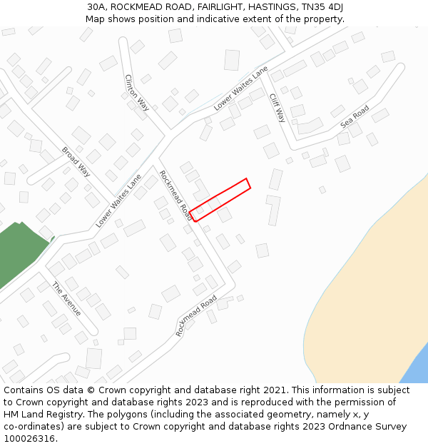 30A, ROCKMEAD ROAD, FAIRLIGHT, HASTINGS, TN35 4DJ: Location map and indicative extent of plot