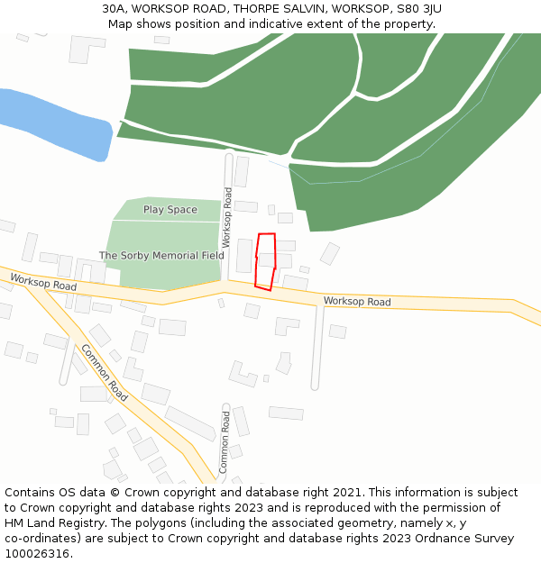 30A, WORKSOP ROAD, THORPE SALVIN, WORKSOP, S80 3JU: Location map and indicative extent of plot