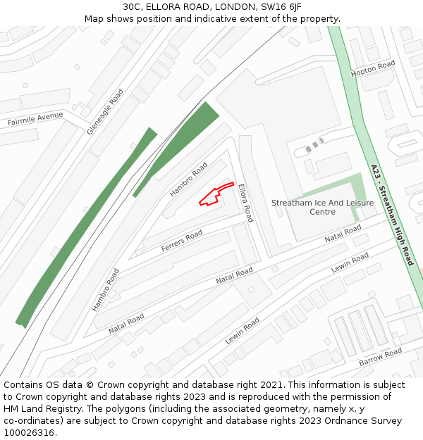 30C, ELLORA ROAD, LONDON, SW16 6JF: Location map and indicative extent of plot