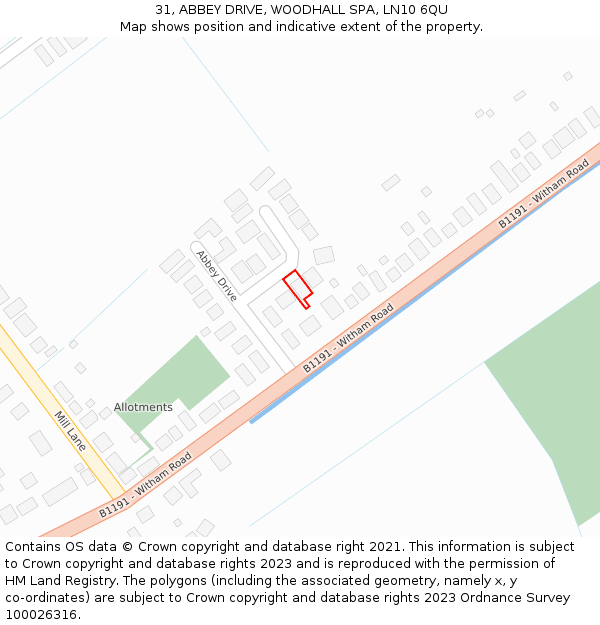 31, ABBEY DRIVE, WOODHALL SPA, LN10 6QU: Location map and indicative extent of plot