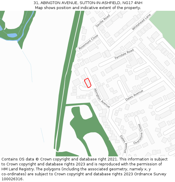 31, ABINGTON AVENUE, SUTTON-IN-ASHFIELD, NG17 4NH: Location map and indicative extent of plot