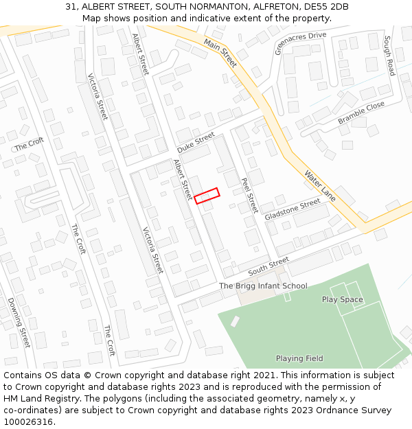 31, ALBERT STREET, SOUTH NORMANTON, ALFRETON, DE55 2DB: Location map and indicative extent of plot