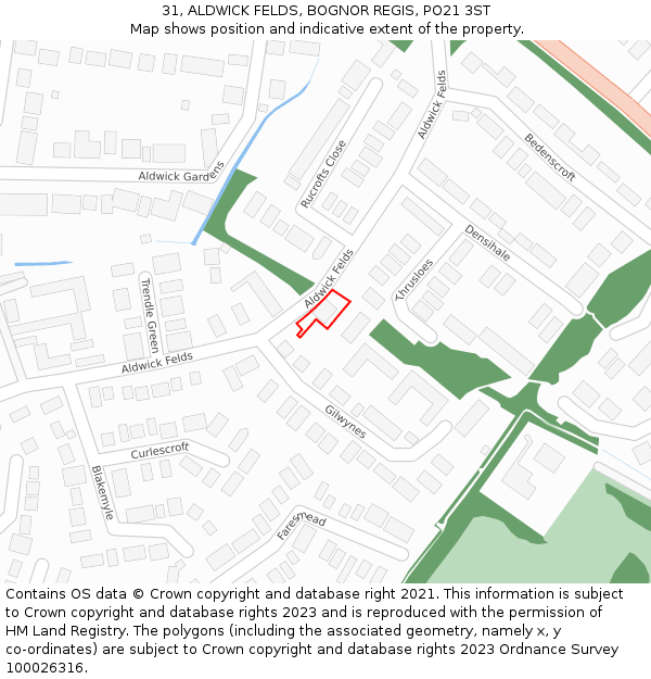 31, ALDWICK FELDS, BOGNOR REGIS, PO21 3ST: Location map and indicative extent of plot