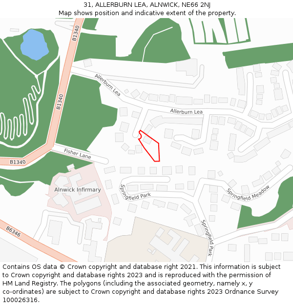 31, ALLERBURN LEA, ALNWICK, NE66 2NJ: Location map and indicative extent of plot