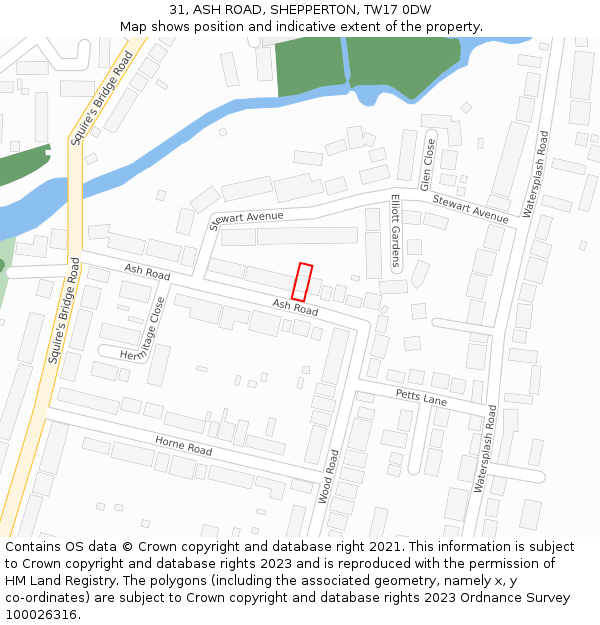 31, ASH ROAD, SHEPPERTON, TW17 0DW: Location map and indicative extent of plot