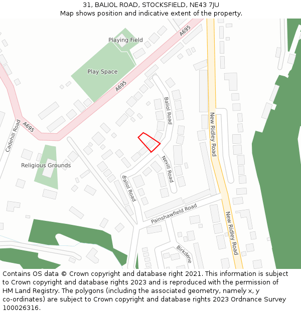 31, BALIOL ROAD, STOCKSFIELD, NE43 7JU: Location map and indicative extent of plot
