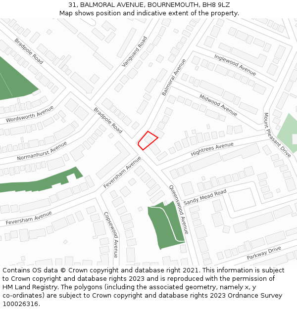 31, BALMORAL AVENUE, BOURNEMOUTH, BH8 9LZ: Location map and indicative extent of plot