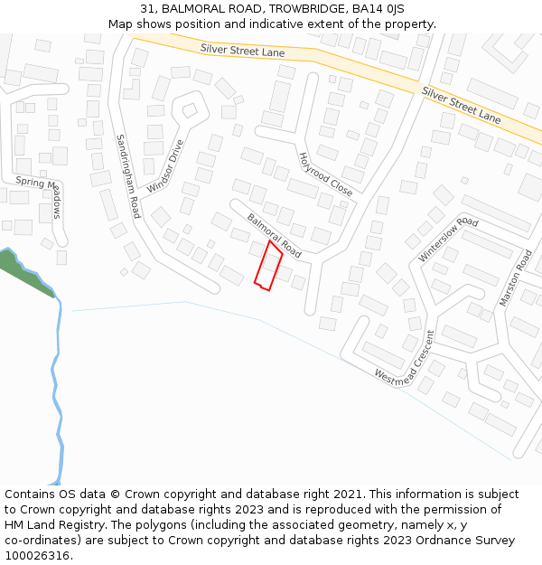 31, BALMORAL ROAD, TROWBRIDGE, BA14 0JS: Location map and indicative extent of plot