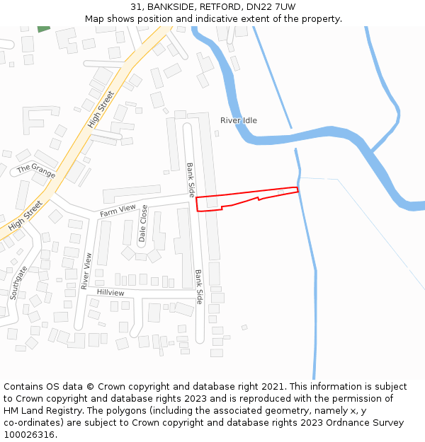 31, BANKSIDE, RETFORD, DN22 7UW: Location map and indicative extent of plot