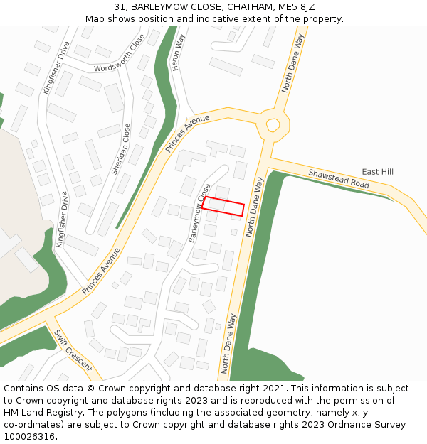 31, BARLEYMOW CLOSE, CHATHAM, ME5 8JZ: Location map and indicative extent of plot