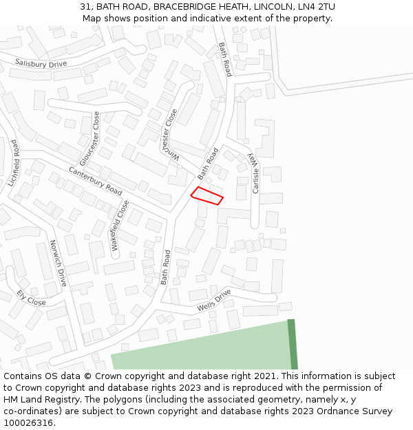 31, BATH ROAD, BRACEBRIDGE HEATH, LINCOLN, LN4 2TU: Location map and indicative extent of plot