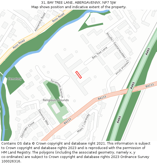 31, BAY TREE LANE, ABERGAVENNY, NP7 5JW: Location map and indicative extent of plot