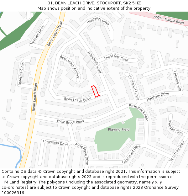 31, BEAN LEACH DRIVE, STOCKPORT, SK2 5HZ: Location map and indicative extent of plot